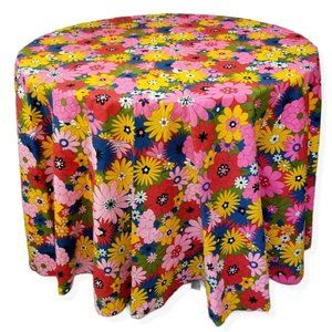 Vintage 90 in Tablecloth Groovy Flower Power Mod
